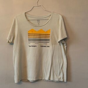 Topo Designs Cream Tee with Orange and Black Graphic